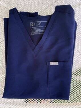 Figs Navy V-Neck Medical Top